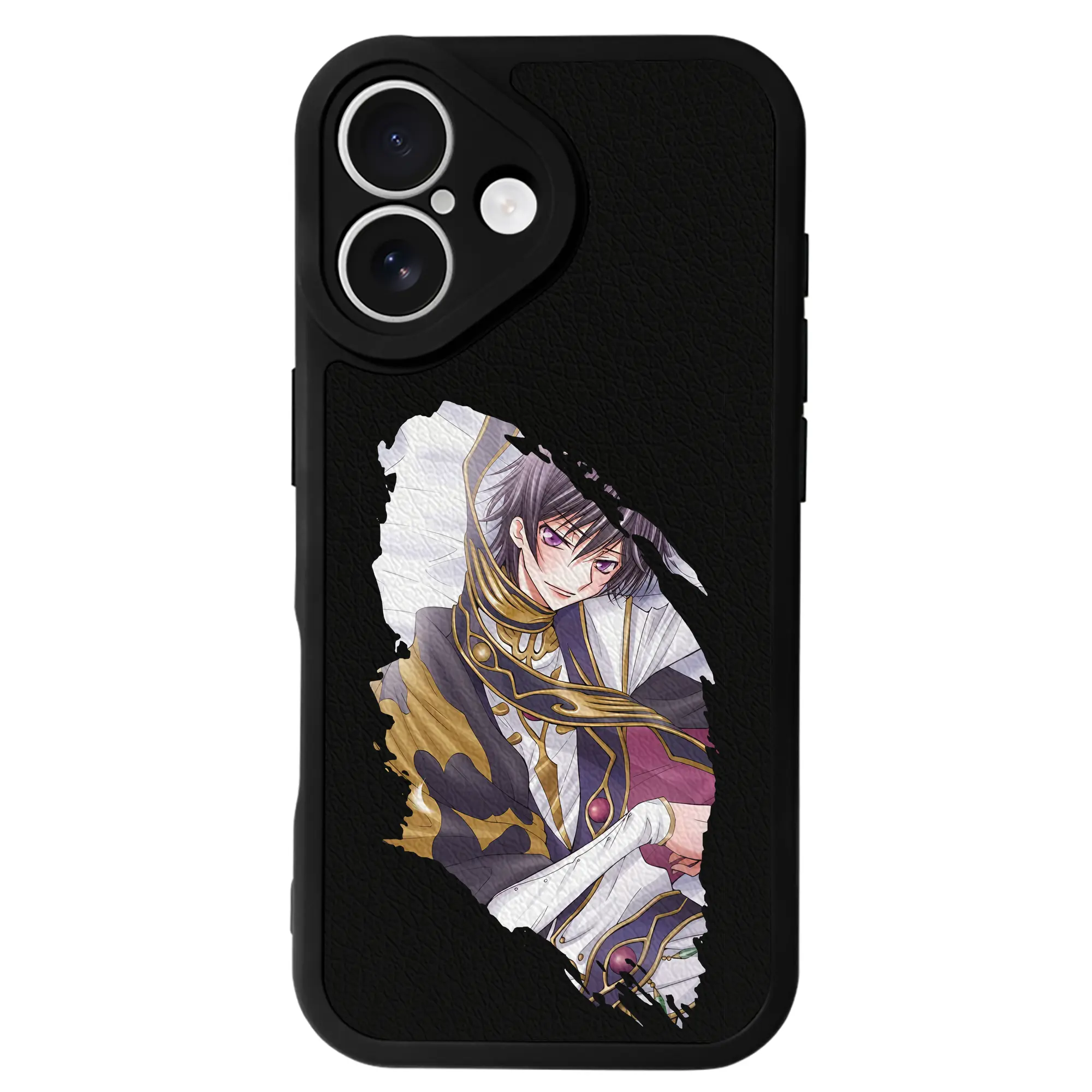 コードギアス 反逆のルルーシュ グッズ ルルーシュ・ランペルージ - IPhone 16シリーズ対応 ・ シリコンスマホケース ・ レザー調 ・ 高精度フィット ・ 耐衝撃 ・ ワイヤレス充電対応 ・ 精密カット